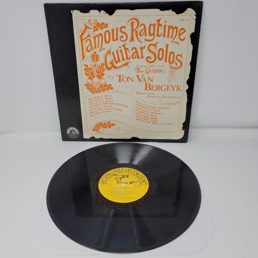 Famous Ragtime‎ Guitar Solos By Ton Van Bergeyk Vinyl Kicking Mule Records 1970s